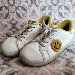Kids White and Yellow Smiley Sneakers
